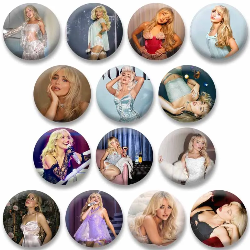 

Singer Sabrina Carpenter Brooch Pins on Backpack Clothes Accessories Custom Sexy Girl Lapel Badges Fans Jewelry Gifts for Friend