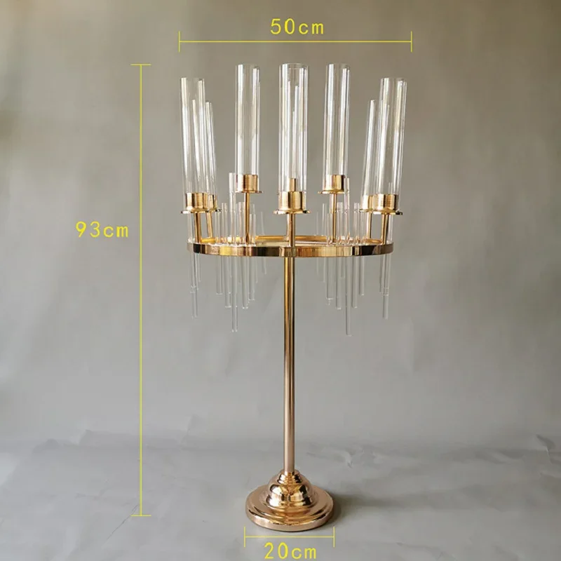 Metal Candlestick Holders Stands, Wedding Table Centerpieces, Flower Vases, Road Lead, Party Decoration, 9 Heads