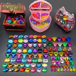 1 Box Crystal Gems for Kids Toys, Acrylic Plastic Jewels Treasure Chest Filler, Princess Party Favors for DIY Craft Play