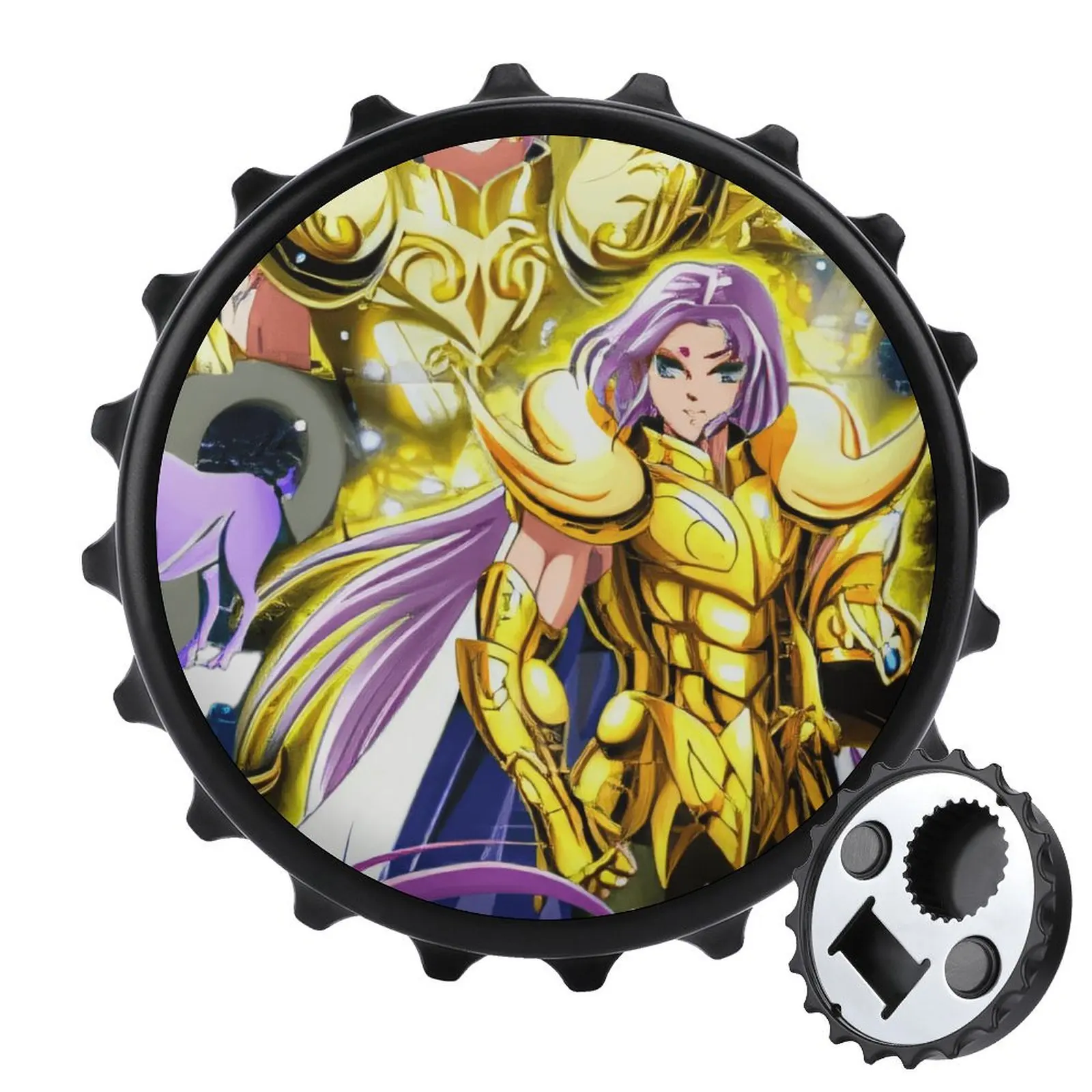 

Refrigerator Magnet Bottle Opener Magnetic Attraction Alloy Customization Saint Seiya Knights of The Zodiac Goods Aries Mu