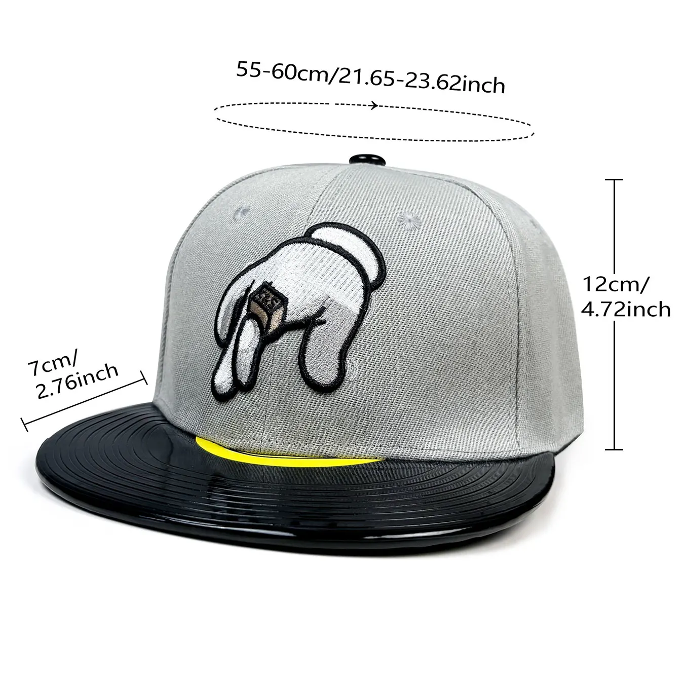Vinyl Record Finger Baseball Cap, Adult Trendy Hip-Hop Flat-Brim Hat, Adjustable Size, Trendy Street Dance Hat, Casual and Comfortable Street Style, Suitable for All Seasons and Everyday Wear