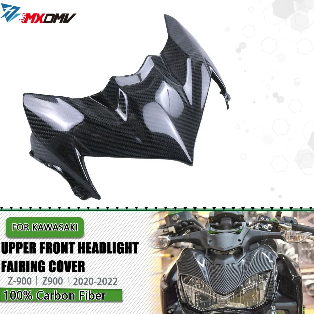 Carbon Fiber Motorcycle Modified Accessories Fairings upper Front Fairing Headstock Cowl For Kawasaki Z900 2020 2021 2022