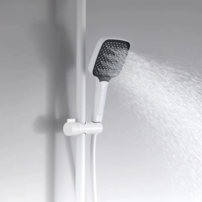 Aideal salle de bain blanc 4 fonctions ensemble de douche thermostatique étagère de produit clavier de Piano robinet de douche