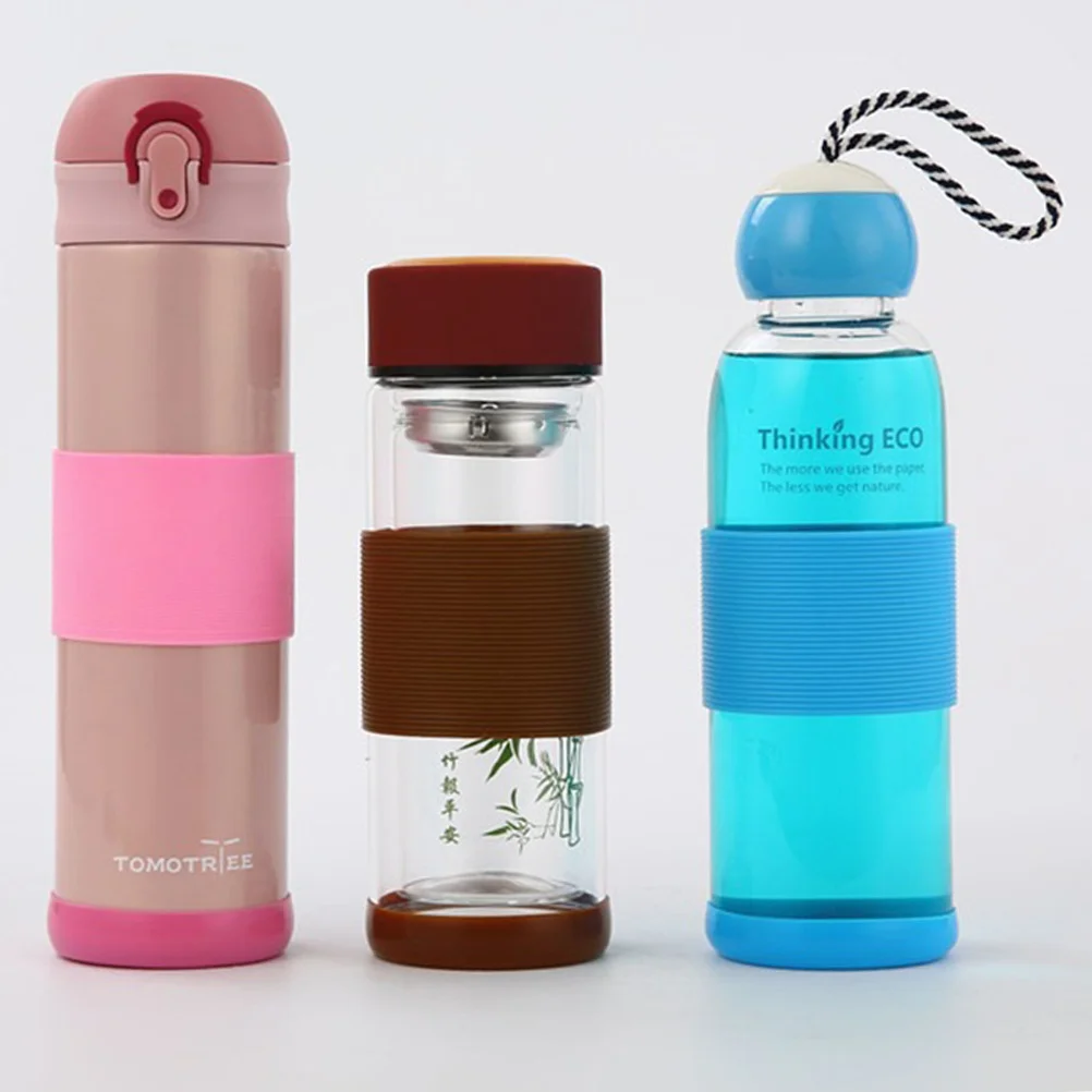 

5Pcs Silicone Protective Sleeve Anti Skid Heat Resistant Colorful Glass Bottle Cover Impact Protection for Camping Hiking Travel