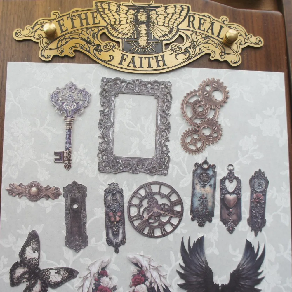 

18pcs Gothic Style Castle Rose Butterfly Wing Style Hard Paper Sticker Scrapbooking DIY Gift Label Decoration Tag