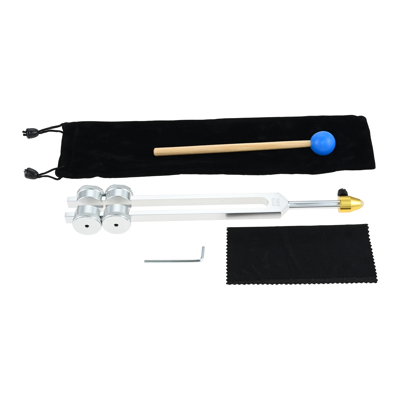 64HZ Weighted Tuner Low Frequency 64 Hz Metal Tuning Fork with Bag Hammer for Yoga Sound Healing Easing Pain Stimulating Nervous