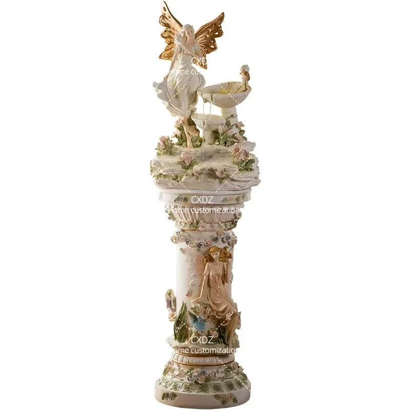 Flowing Water Fountain European Style Ornament Large Floor Standing Home Decoration for Living Room Next to TV Cabinet