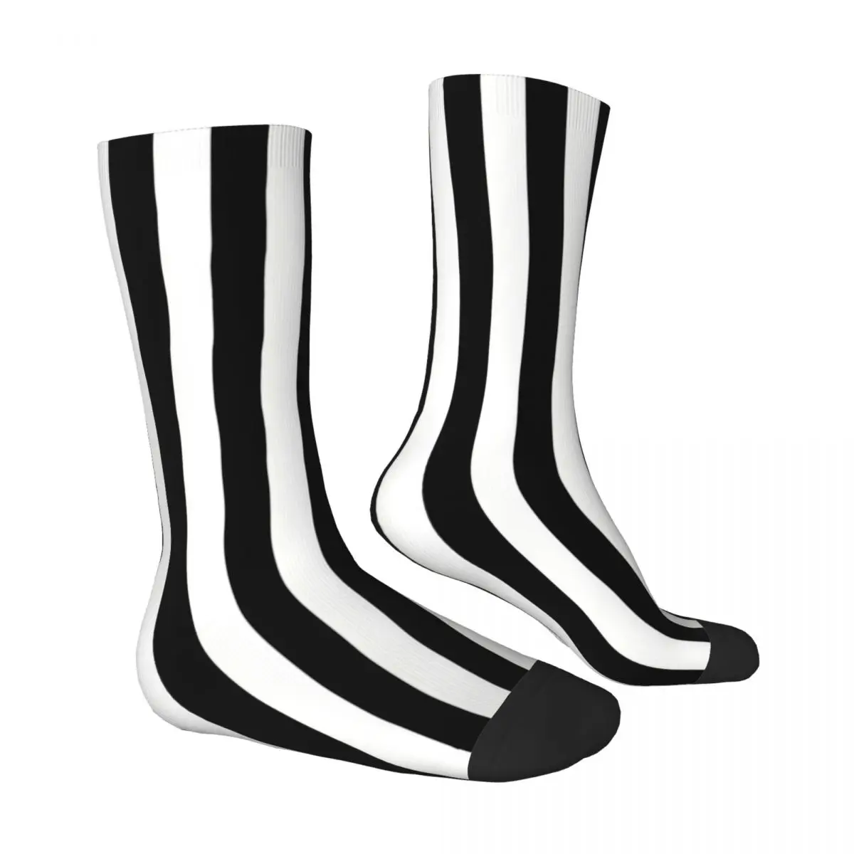 Vertical Stripes Black And White Stripe Socks Male Mens Women Winter Stockings Harajuku