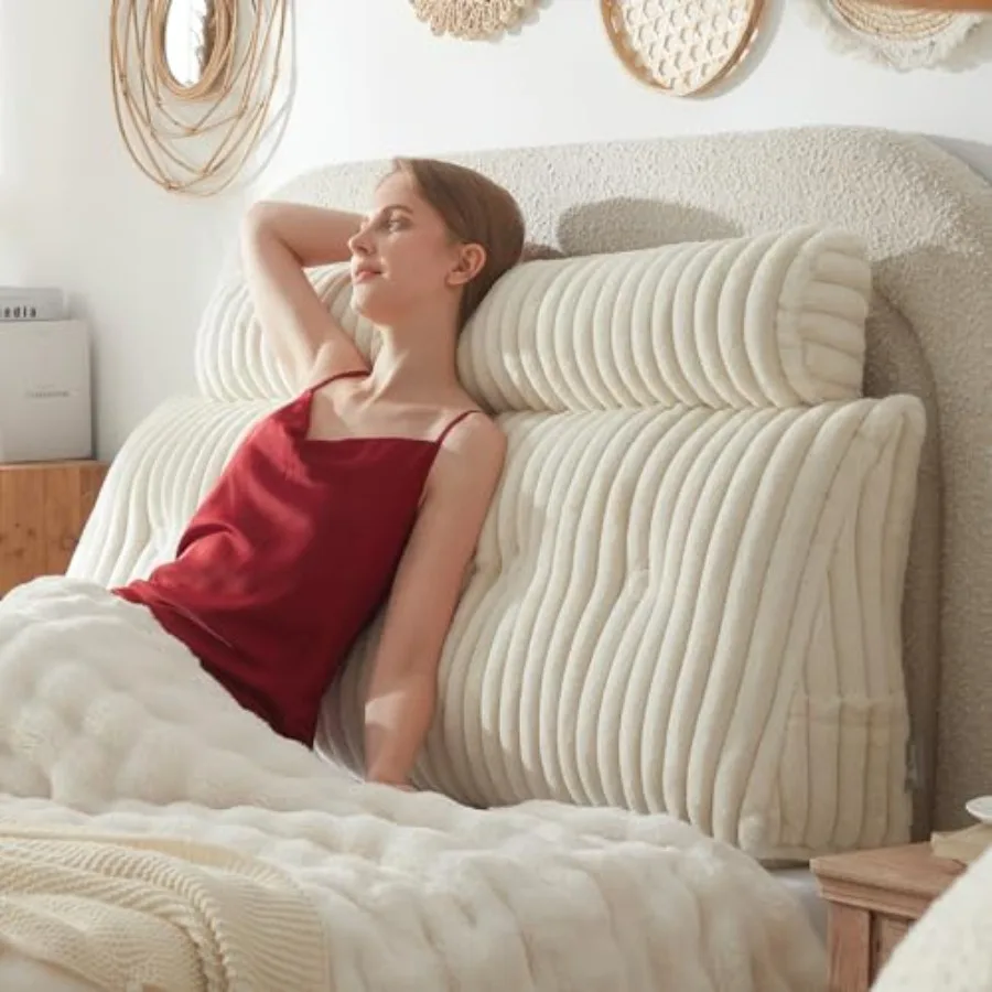 

Подушка Eadoard + Длинная подушка-валик для шеи, подушка для тела из искусственного меха Eadoard, подушка для свадьбы с съемным чехлом, размер Queen, 59x8x20 дюймов