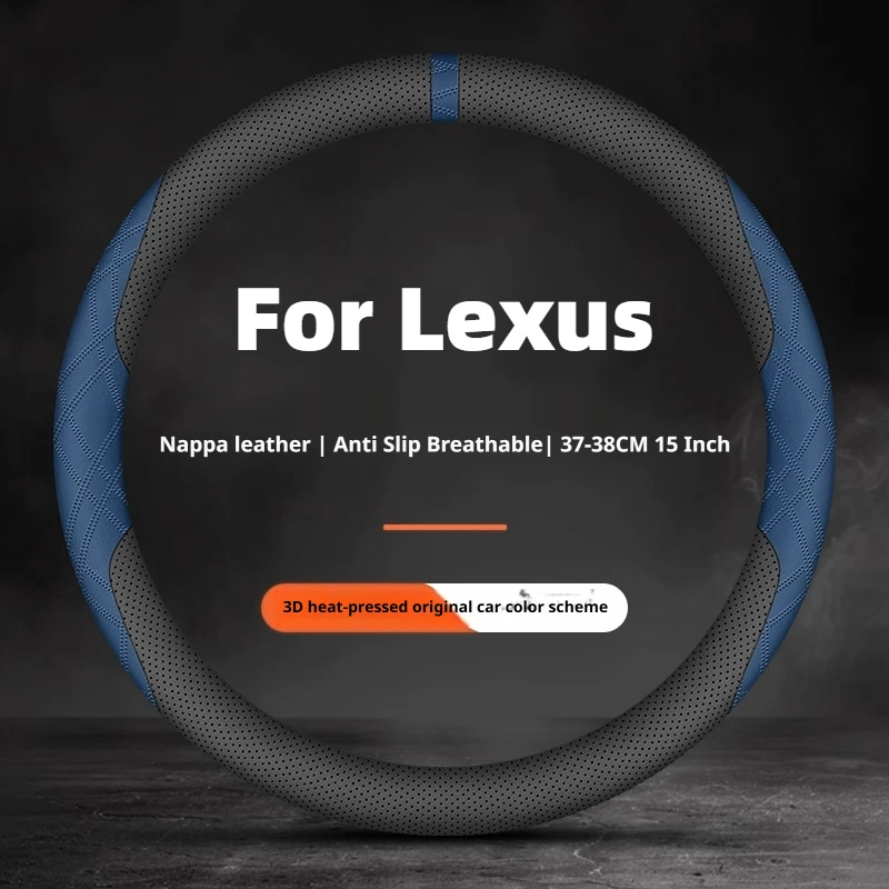 For Lexus Perforated Steering Wheel Cover Nappa Leather Fit NS ES RX ES300h ES350h RX RX350 RX500h NX350h NX450 Car Accessories