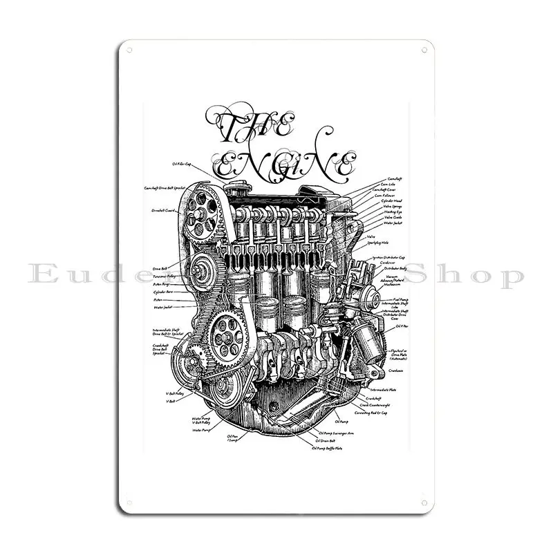 The Engine Metal Signs Club Customized Wall Plaque Cave Garage Tin Sign Poster