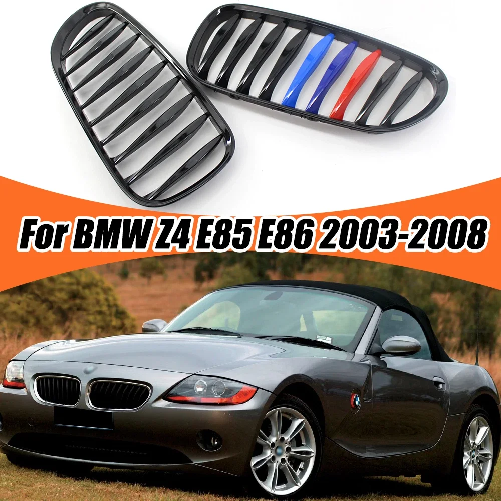 2PCS Car Glossy Black M Style Grill For BMW Z4 E85 Coupe Front Kidney Grille 2003-2008 51117117757 Replacement Automobiles Parts