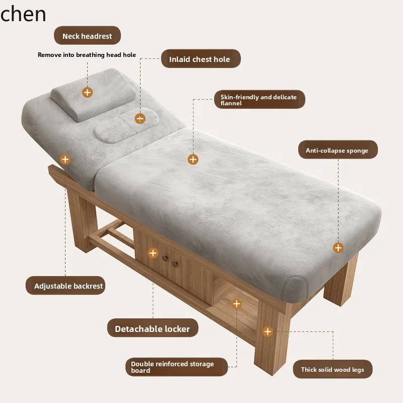سرير التجميل LXC صالون التجميل الخشب الصلب الطب الصيني التقليدي تدليك العلاج سرير الأذن #3