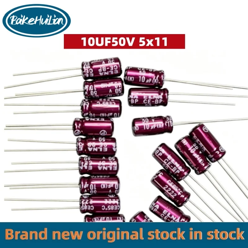 100pcs/lot 10UF50V Japanese ELNA Purple Robe RBD Original Brand New CE-BP Coupled Frequency Divider Infinite Capacitor 5 × 11mm