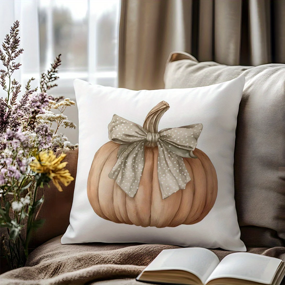 1pc  Rustic Farmhouse Fall Decor 2D printing non-embroidered autumn harvest farmhouse sofa living room decoration cushion cover