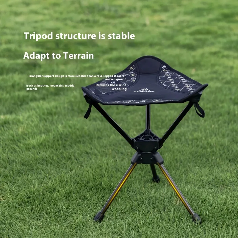 360° Swivel Aluminum Alloy Folding Tripod Stool 600D Oxford Cloth Portable Camping Fishing Travel Picnic Chair