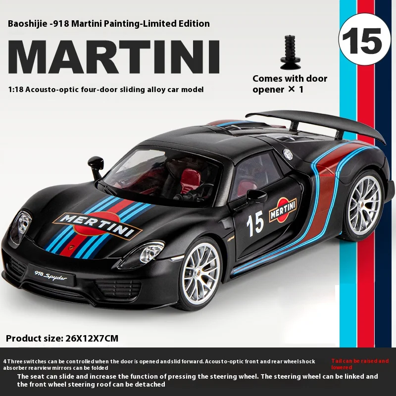 1:18 Porsche 918 Martini Painted Limited Edition Alloy Diecast Car
