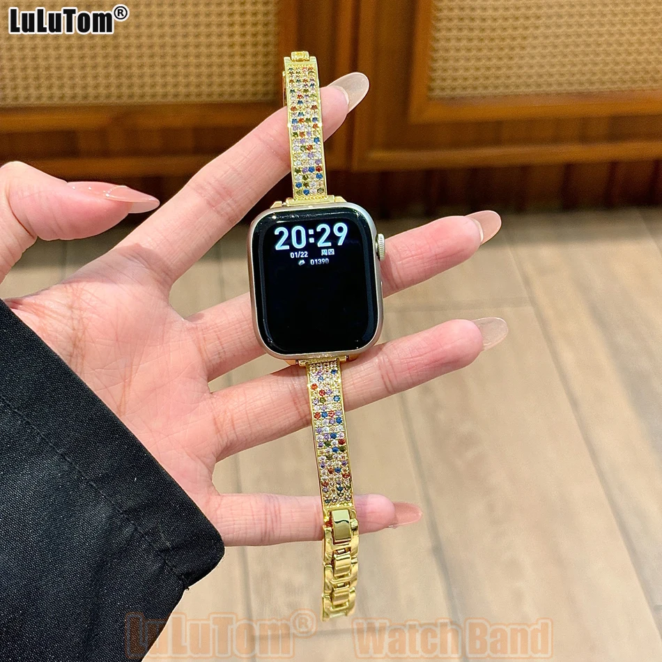 Luxury Starry Sky Color Diamond Strap for Apple Iwatch Series 11 10 9 8 7 6 SE Ultra Wrist Band 38 40 41 42 44 45 46 49 mm Strap