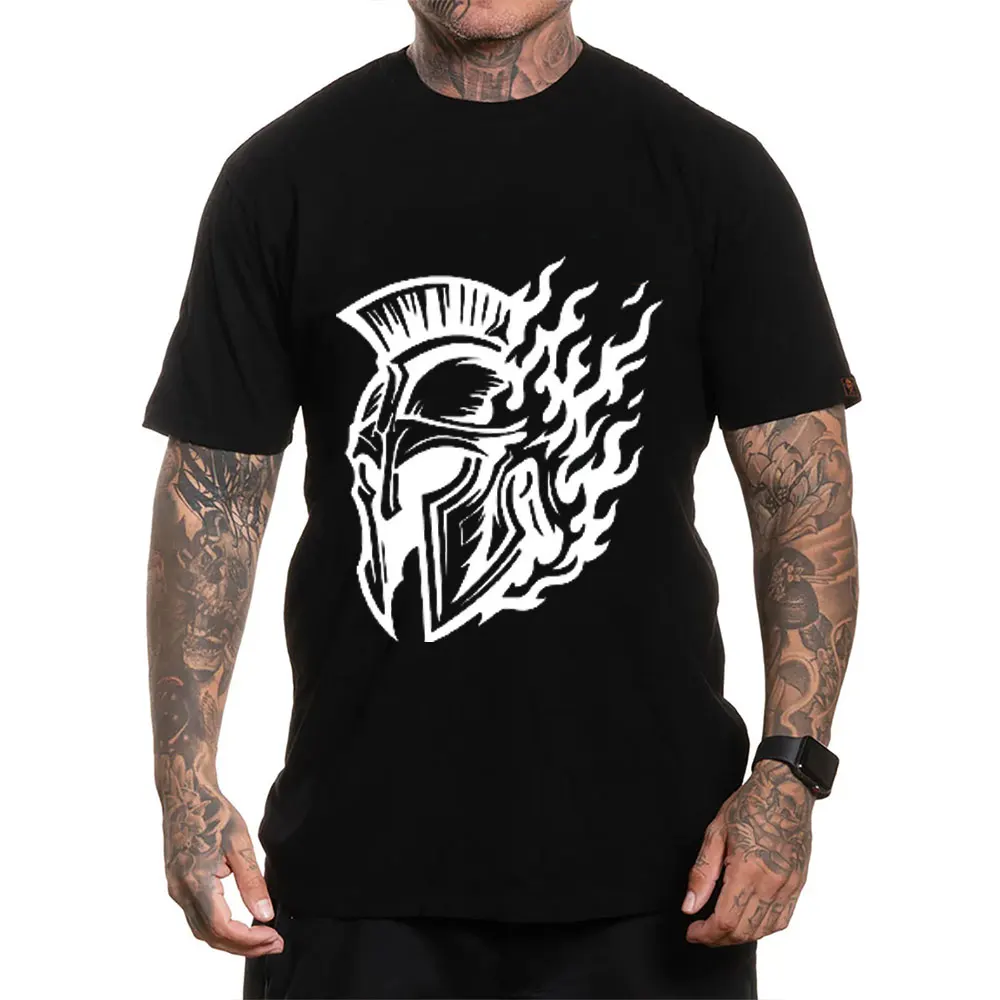 

Eternal Suffering Sparta Spartan Helmet and Symbol Gift T Shirt Ancient Roman Greek warrior helmet Graphic Clothes All size Tops