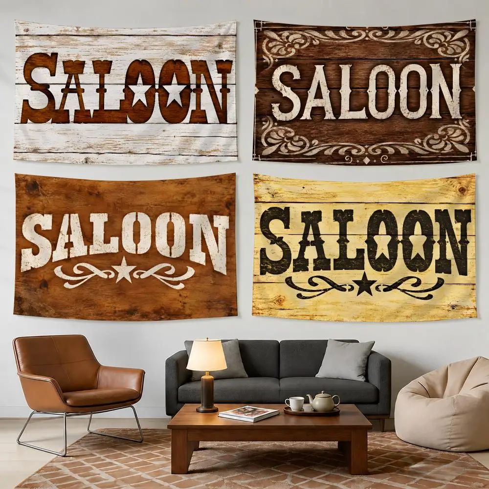 Wild W-West Cowboy Saloon Tapestry Outdoor Parties Bedrooms Living Rooms Dorm Rooms Wall Decor Banners Gifts