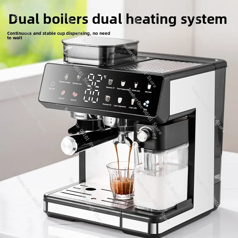 Italian Espresso Coffee Machine, Commercial Fully Automatic,Milk Frother Hot and Cold,Dual Extraction Grinding,Integrated Coffee