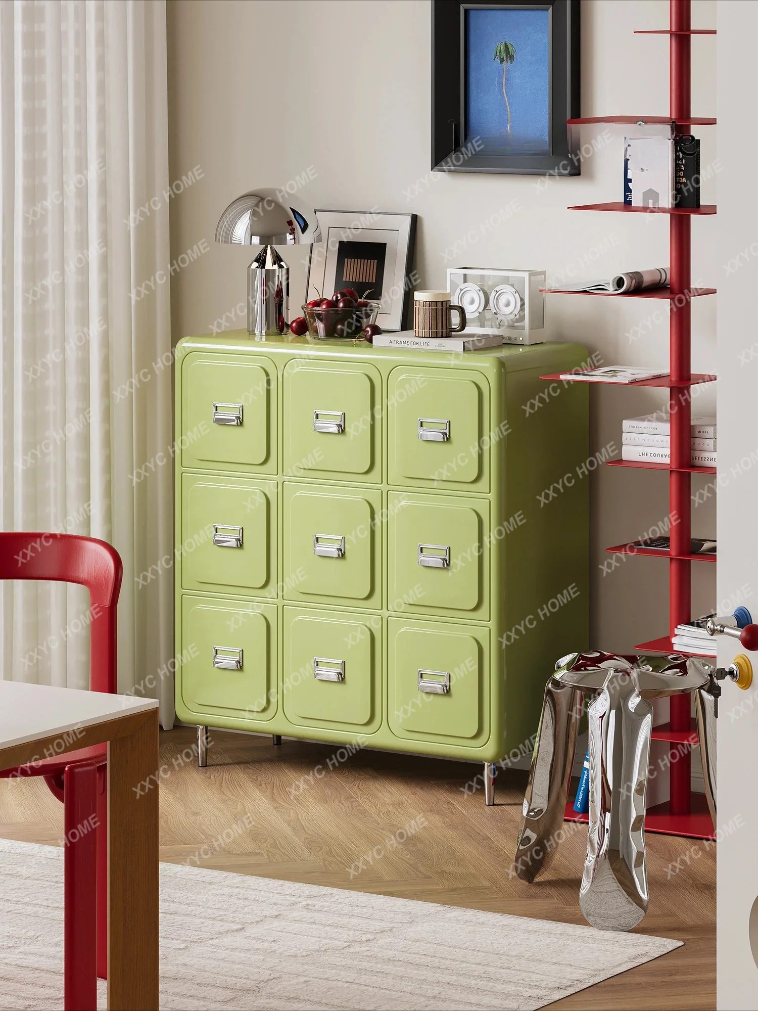 LRetro color nine household dining side cabinet, living room sofa side cabinet storage  high sense