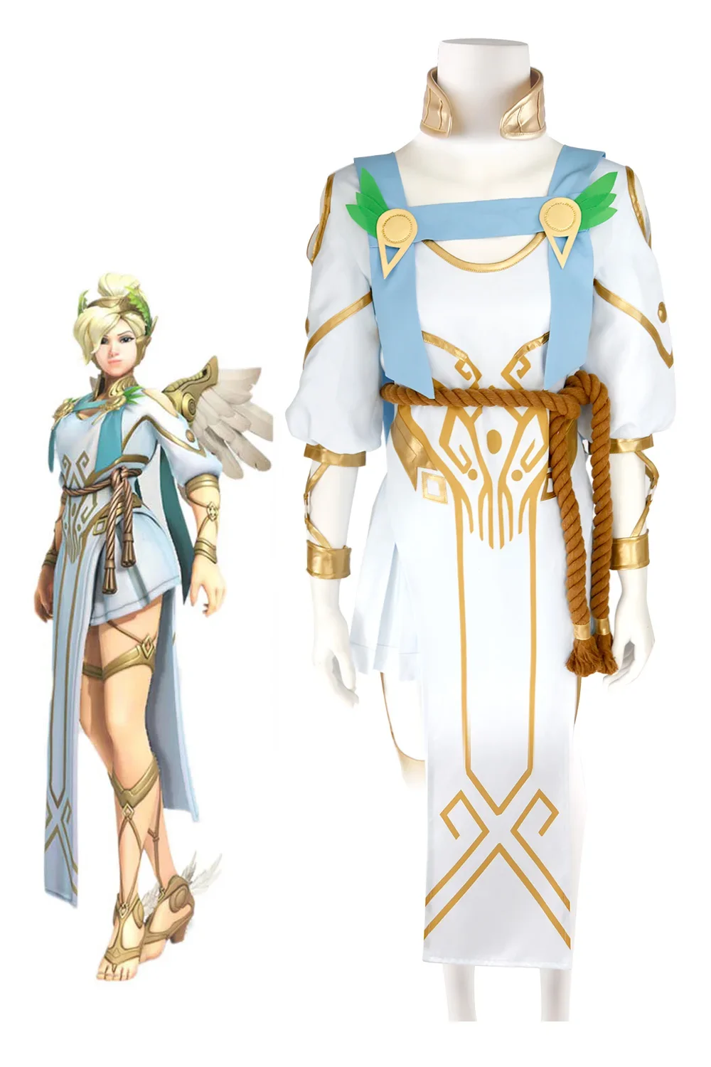 

OW Angela Ziegler Mercy Victory Summer Skin Cosplay Costume Custom Made Full Set