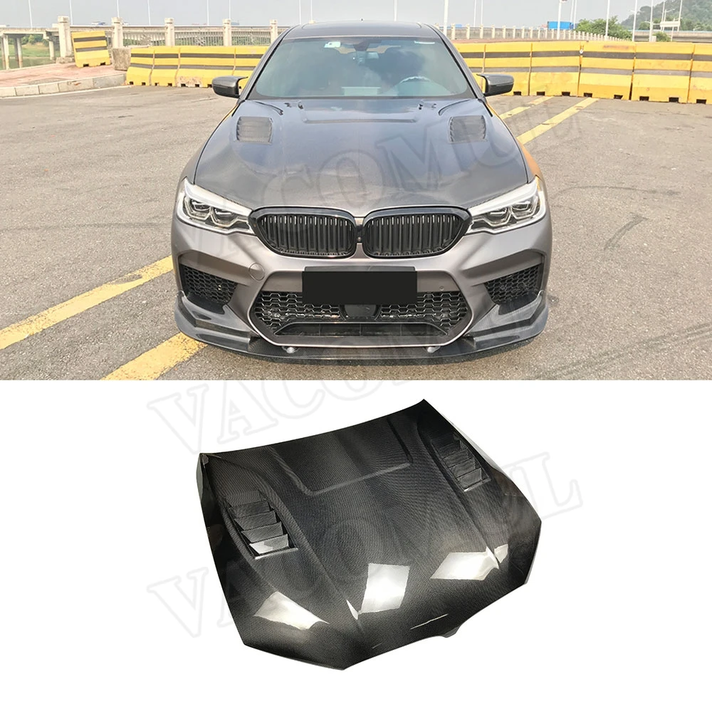 Dry Carbon Fiber Front Engine Hood Vent Cover for BMW 5 Series G30 F90 M5 Sedan 4-Door 2017 -2020 Car FRP Bonnet Cap Car Styling