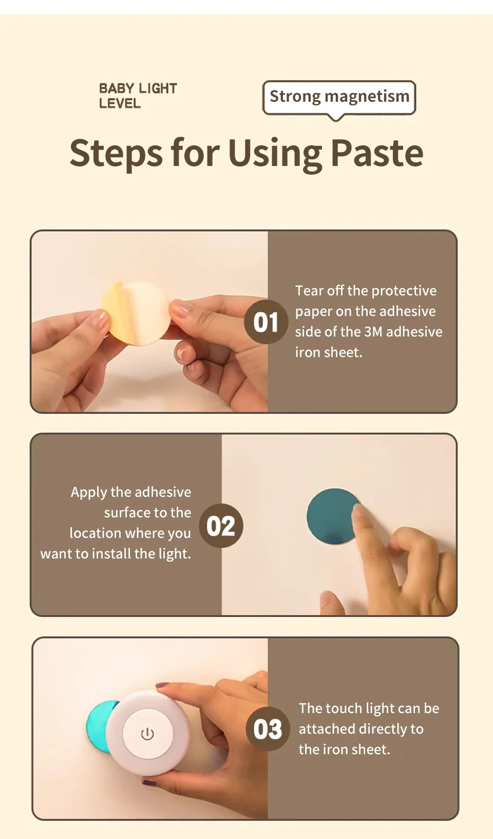 LED Touch Glow Night Light For Baby Room Bedroom Bathroom Nighttime Eye Care Lamp 3 Color Adjustable Rechargeable Cabinet Lights