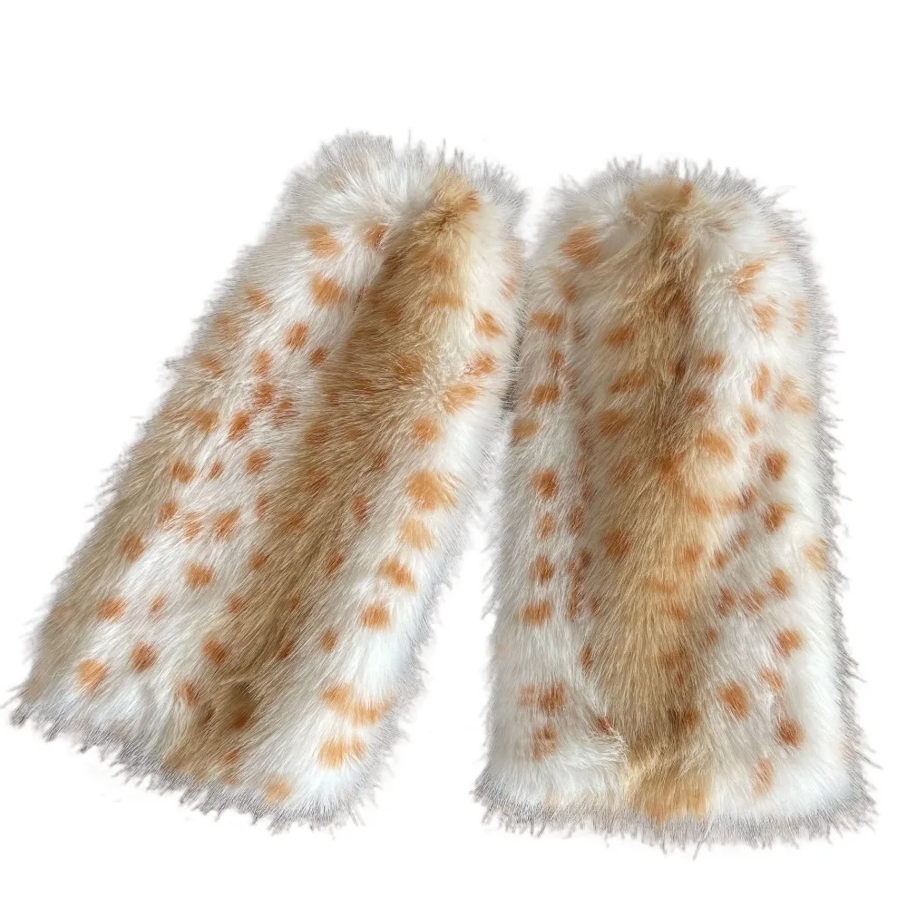 

Vintage Leopard Winter Leg Warmers Y2k Foot Cover Furry Leg Warmers Lolita JK Kawaii Plush Leg Coverings Spicy Girls
