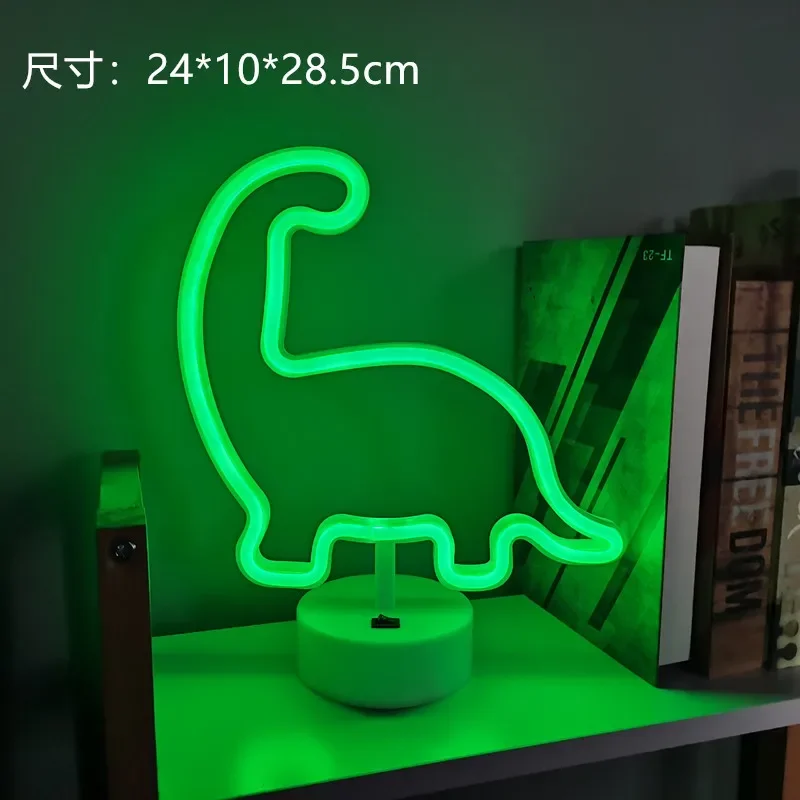 LED Neon Light Dinosaur Shape LED Neon Sign Night Lamp Room Decoration Gift for Party Wedding Birthday ﻿