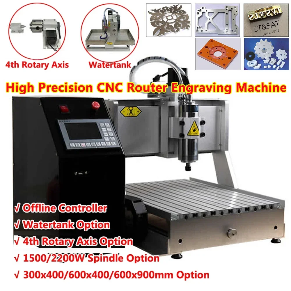 CNC 6090 Engraving Cutting Machine Offline Control 1.5/2.2KW 4/3 Axis 6040 3040 Metal Steel Engraver Cutter Wood Router Carving