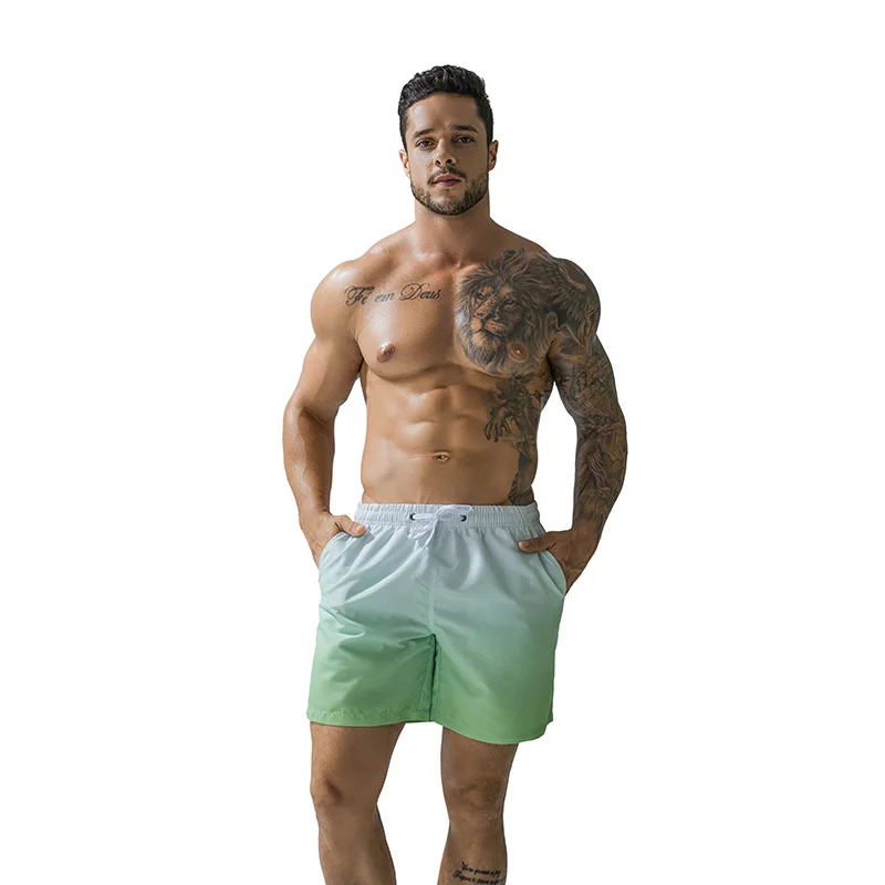 Summer Men's Gradual Change Hanging Dye Fashion Straight Beach Shorts Swimming Pants Sports and Leisure Five-point Shorts Men