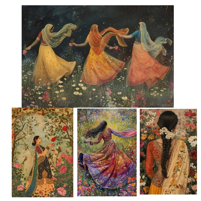 

500/1000/1200/2000PCS Jigsaw Puzzles Beauty Indian Woman Portrait Family Activity Games for Gameroom Bedroom Home Decor Gift