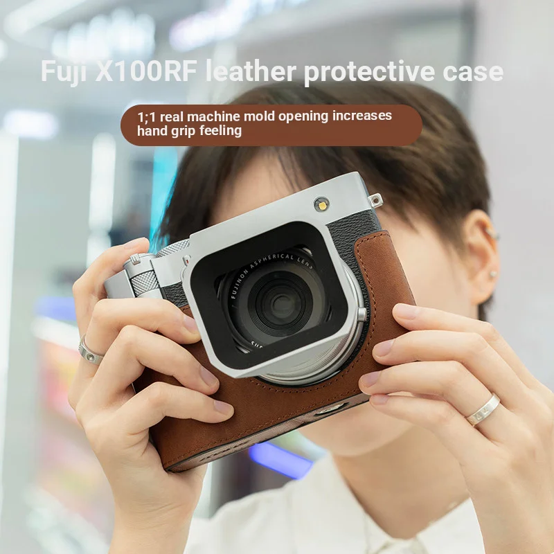 Genuine leather handmade camera bag for Fujifilm GFX100RF  handle protective cover shoulder strap accessories body protection