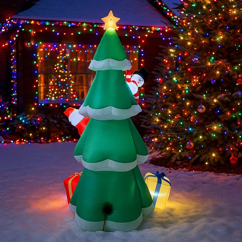 2.5M/8.2FT Inflatable Christmas Tree Santa Claus Snowman Lights LED Home Decorations Toys Yard Outdoor Inflatable Decorations