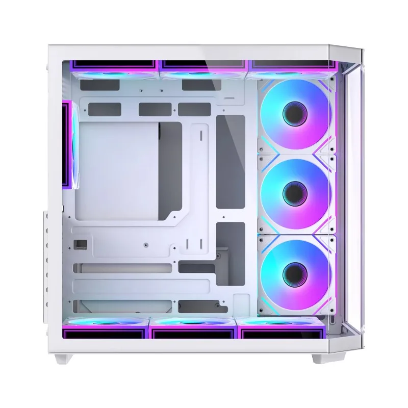 Custom gaming PC full tower Micro ATX protective case with tempered glass on front and side panels