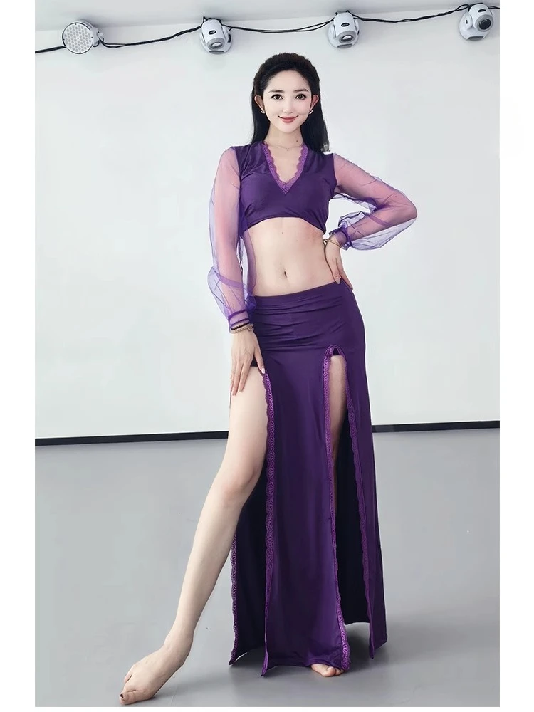 customized belly dance costumes practice suit Modal lace set sexy charming soft and comfortable spicy girl outfit top and skirt