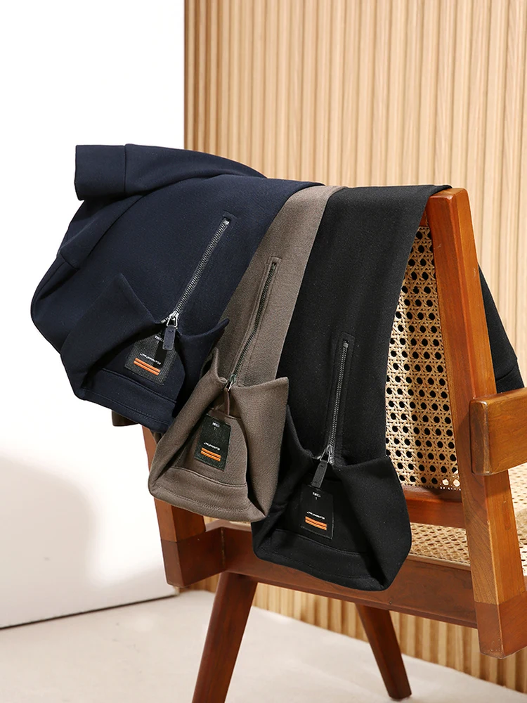 

High-End Men's Base Layer Hoodie f Zip Collar Tech Warm Fce Mixed Wool Camere Blend Comfortable Fit Autumn Winter Pol...