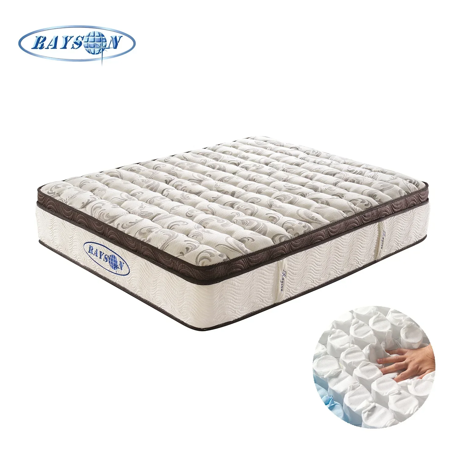 King Size Pillow Top Queen Size Four Star Hotel Plush Pocket Spring Mattress Rolled Mattress Oem