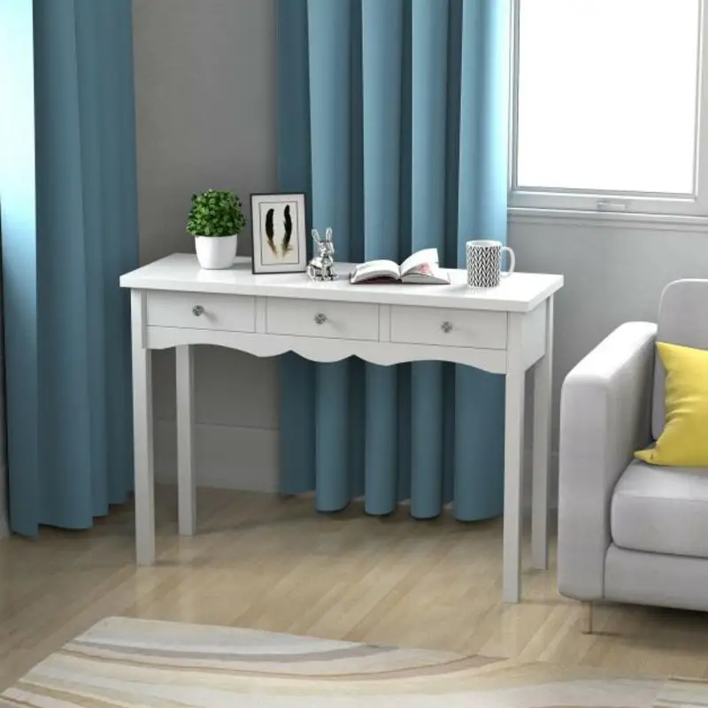 

Side Sofa Table with Storage 3-Drawers-white