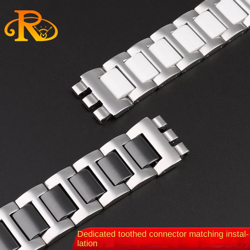 For Swatch Ceramic+ Stainless steel Strap YVS434G YCS485GC YVS511GC YVS410GX Folding clasp bracelet men women watchband 17m 19mm