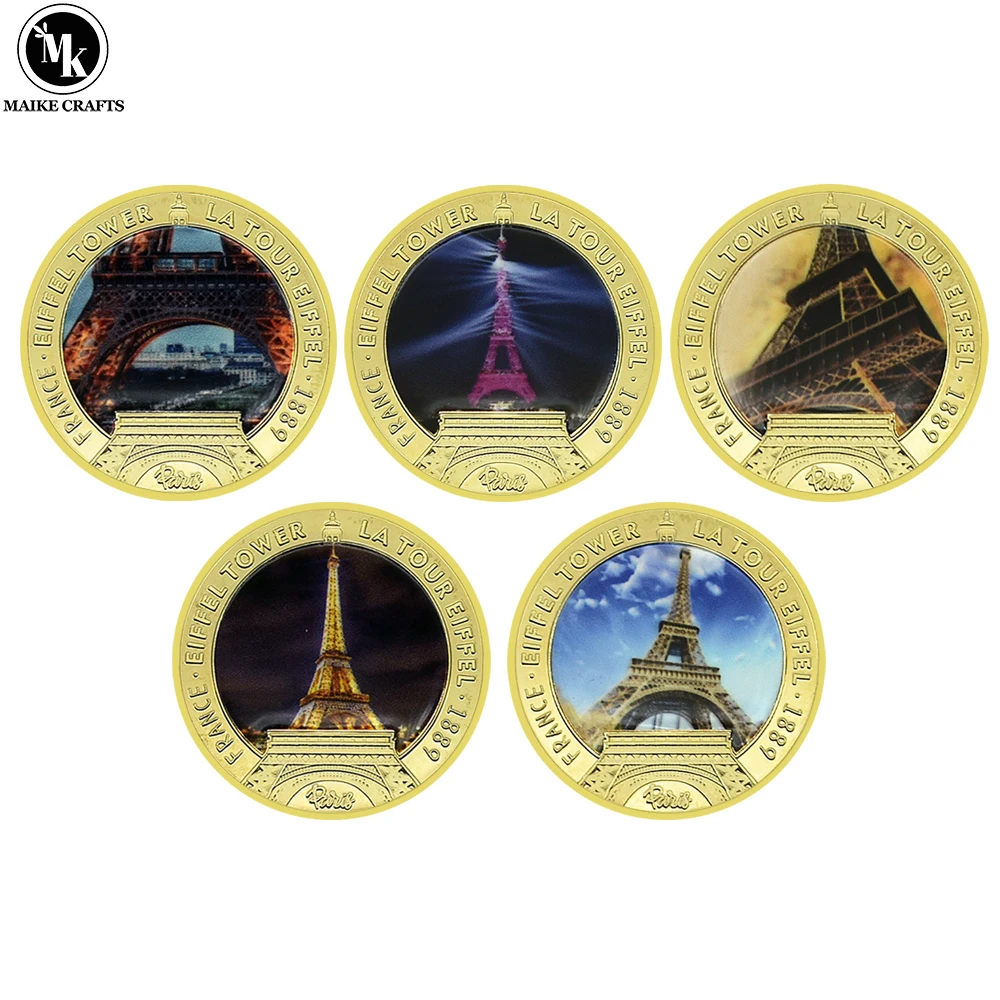 

5pc/set The Eiffel Tower Commemorative Coin La Tour Eiffel Metal Craft Challenge Coin Collectible Gift