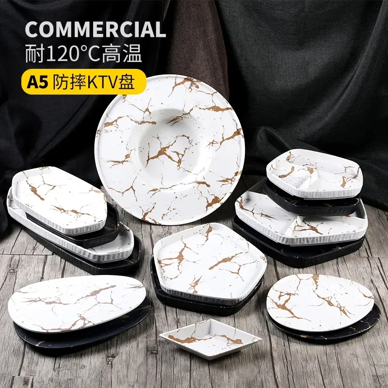 

Polygon Creative Steak Square Tableware Set Marble Western Dish Melamine Dish Plate Dish Sushi Desserts Tray