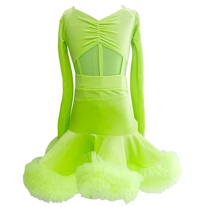 

High-end Latin dance outfit for children (girls), new style, suitable for autumn and winter, velvet training and practice suit