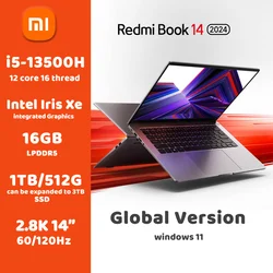 Новый ноутбук Xiaomi Redmi Book, 14 дюймов, 2024 дюйма, 2,8 K, 120 Гц, 12 ядер, 16 ГБ, DDR5 + 512 Гб/1 ТБ SSD