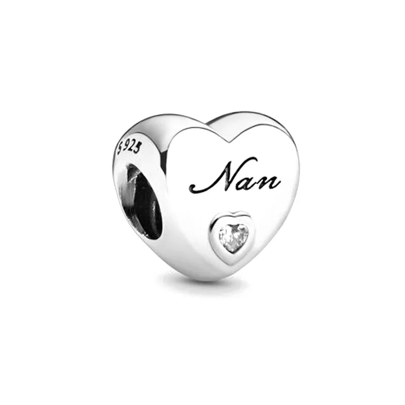 New Heart Mom Sister Daughter Niece Charm 925 Fine Sterling Silver Plated Women DIY Jewelry Bead Fit Original Bracelet image 3