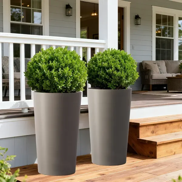 

2 Pack Tall 21.7 in Planters for Outdoor Plants Modern Tall Square Planter Box Indoor Outdoor Porch