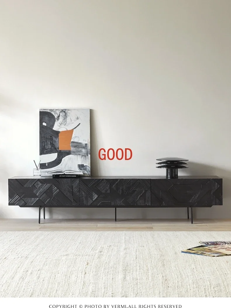 

Nordic retro solid wood TV cabinet industrial style