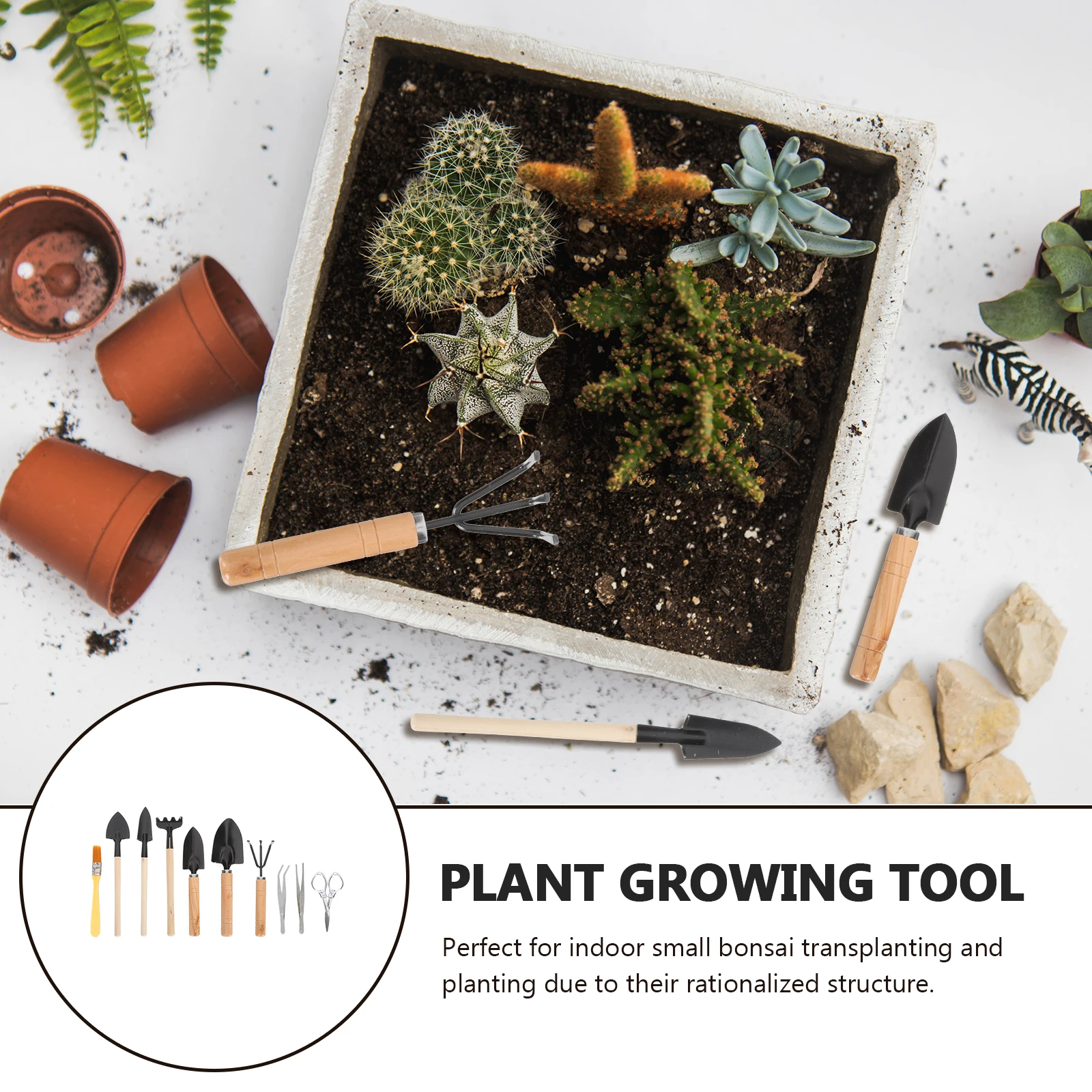 

10 Pcs Environment-Friendly Garden Transplanting Tools Wooden Iron Plant Growing Kit